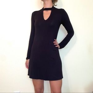 SOCIALITE Keyhole Long Sleeve Black Dress NWOT